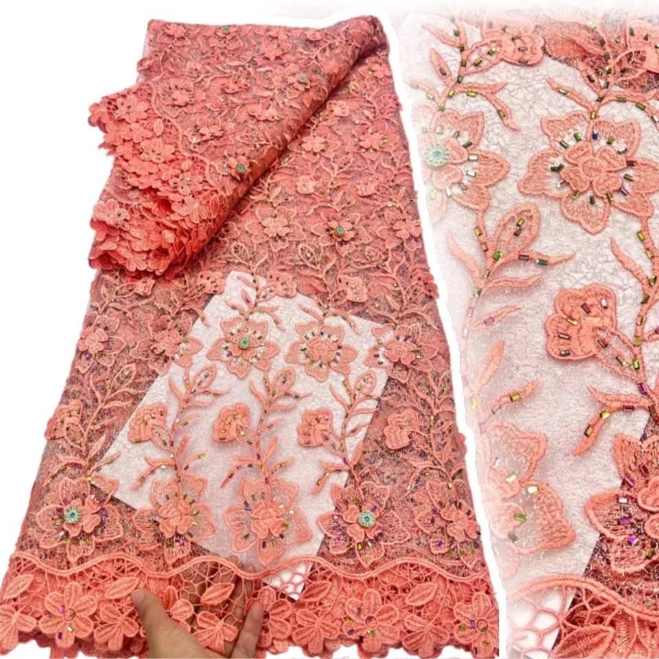 

African Mesh Milk Silk Lace Fabric 2026 High-End French Chiffon Lace Fabric For Nigerian Bridal Wedding Party Dress 2830