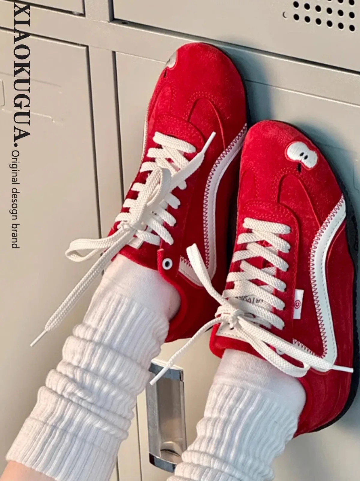 

Red Versatile Casual Dequan oes for Women Soft Bot Retro Racing oes Spring Summer New Sle Cross Bule Low Heel