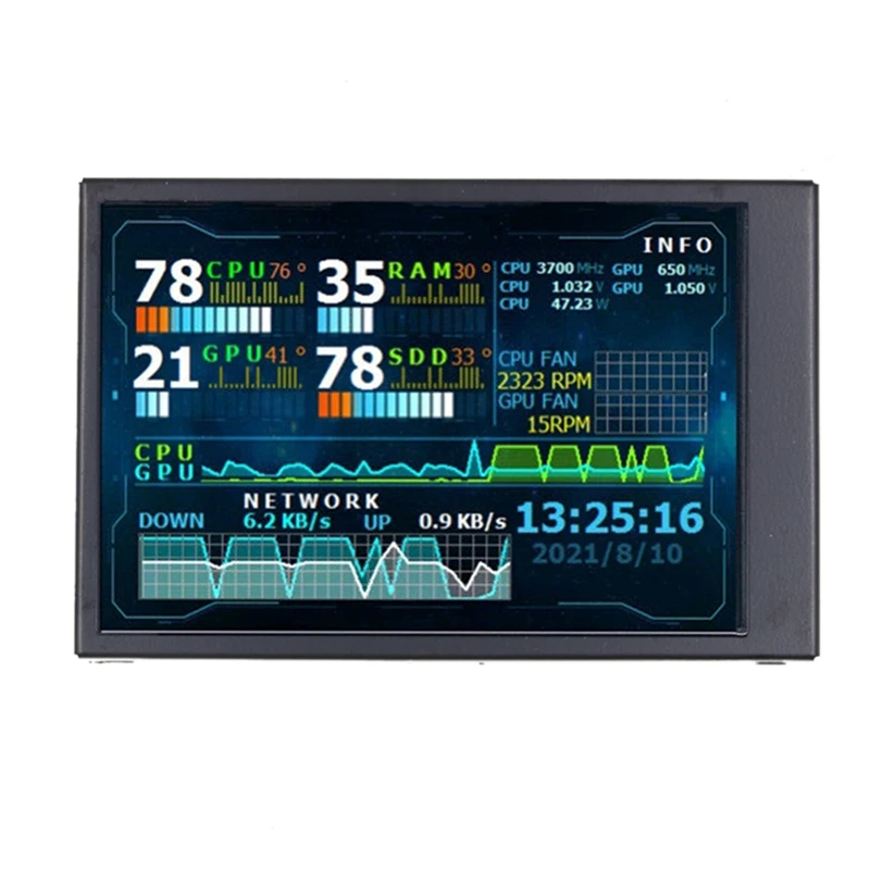 3.5 Inch IPS LCD Monitor Display Mini Capacitive Screen For AIDA64 USB Computer Monitor USB LCD Display PC Case Linux Black