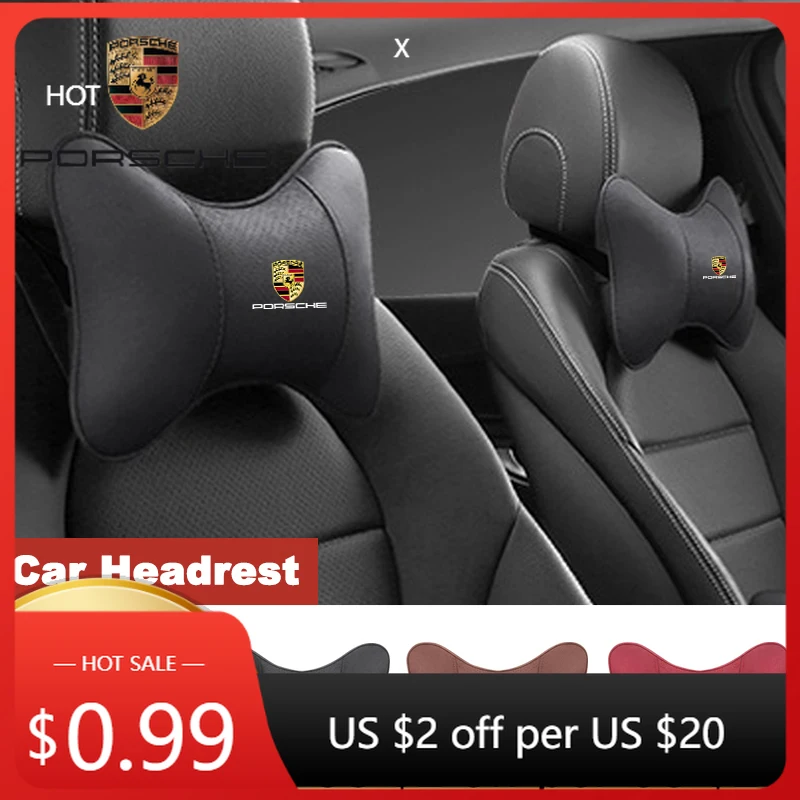 

Car Sticker For Porsche Car Seat Headrest Pillow Neck Support Protect Cushion For Porsche 911 718 Cayenne Cayman Panamera Macan