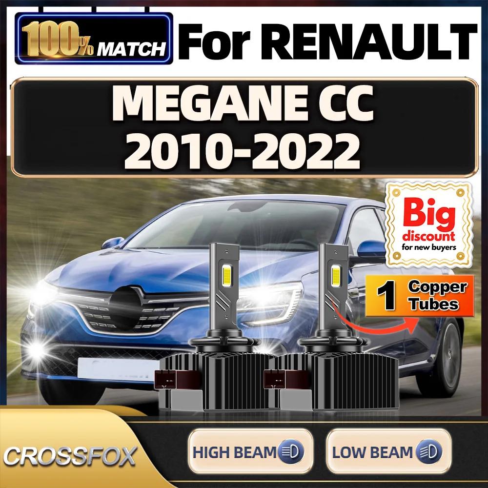 

CROSSFOX【Для RENAULT MEGANE CC 2010-2022】Canbus Автомобильные светодиодные ксеноновые лампы для фар HID, супер яркие турбо-обновленные ампули для фар