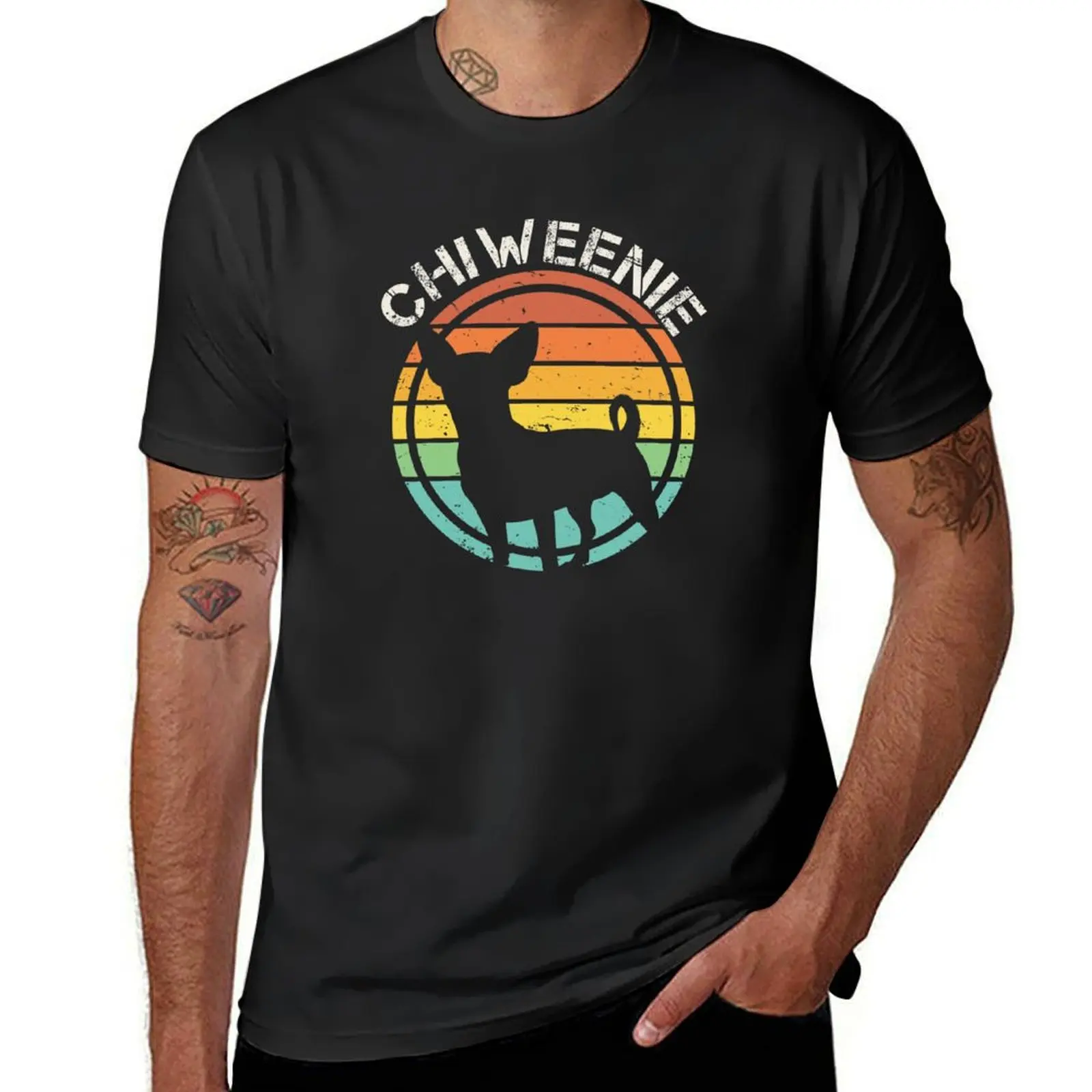 Cute Retro Chiweenie Silhouette Gift design for Chiweenies design T-Shirt boys whites hippie clothes Men's t shirts