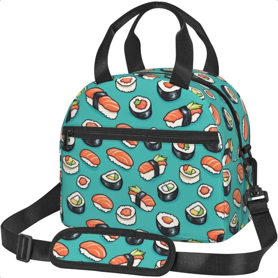 

Изолированная сумка для обеда для суши, многоразовая коробка для завтрака с регулируемым плечевым ремнем, сумка-холодильник для мужчин и женщин