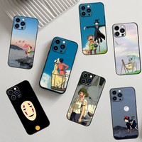 Cartoon H-Hayao M-Miyazaki Phone Case For iPhone 16,15,14,13,12,11,Pro,X,XS,Max,XR,Plus,Mini Soft Silicone Black Shockproof TPU