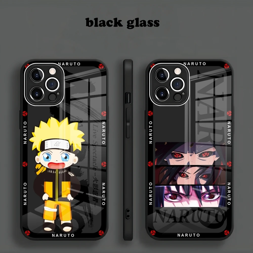 Anime N-arutoes phone case new for Iphone 15 14 13 12 11 Pro Max X XS XR 7 8 Plus 2020 SE Metallic Paint Glass