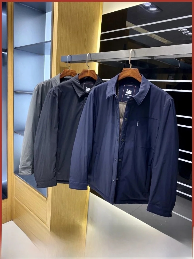 

Busin Series Men's Lightweight ort down Jaet Geese Feather Winter Commuter Modern Sle Youth ular Outerwear