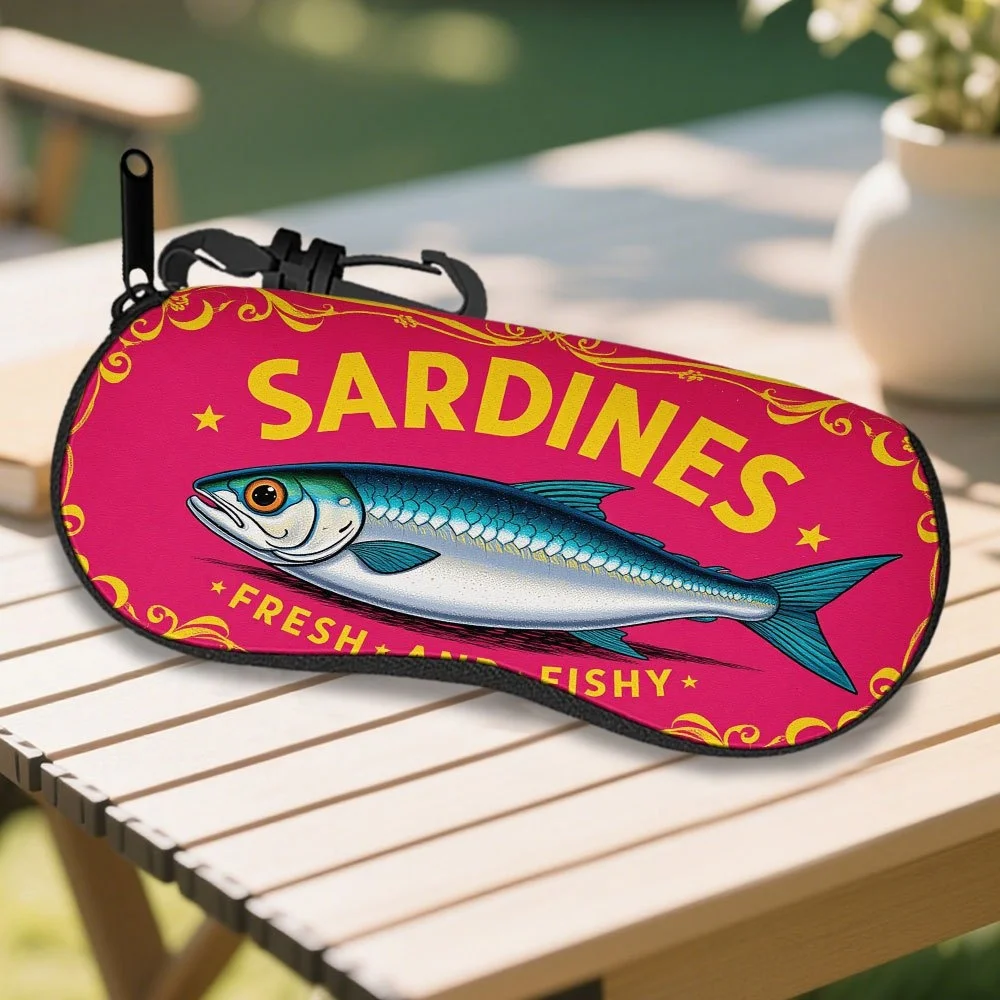 

1 шт., стильный винтажный чехол для очков с рисунком рыбы и застежкой-молнией, модный чехол для очков для женщин, практичный и легкий.