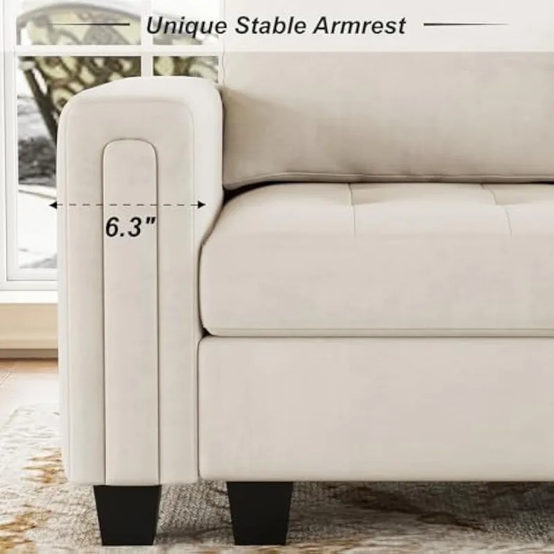 طقم أريكة مقطعي رائع طقم أريكة مخملي على شكل حرف U مع أريكة مقطعية واسعة قابلة للتحويل #6