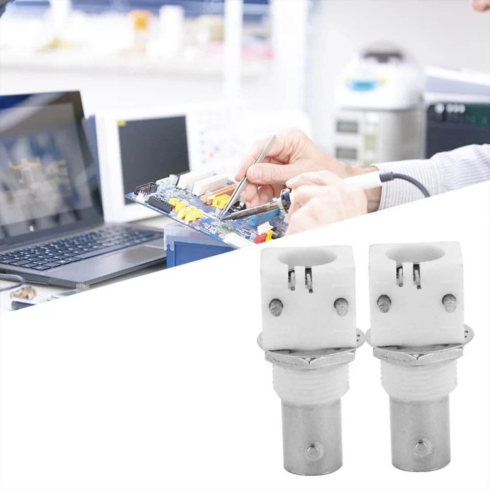 10 Stück BNC-Stecker für Leiterplattenmontage, 90 Grad, 2-polige BNC-Buchse, weißer Kunststoff, Präzisions-Koaxialstecker, Überwachungsverstärker