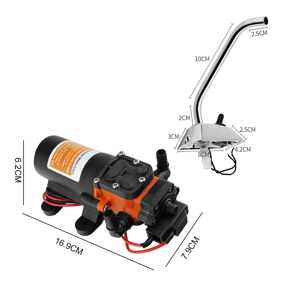 12V Electric Water Pump Self-Priming Galley Faucet Tap 360 Degree Rotation Water Tap Switch for Boat Galley Caravan Motorhome RV