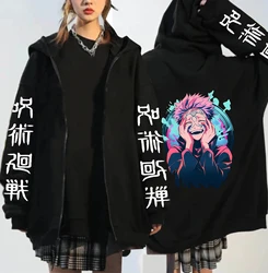 2023 Anime Jujutsu Kaisen Zip Up Hoodies Autumn Ryomen Sukuna Manga Autumn Winter Men Women Plus Size Zipper Sweatshirt Jacket