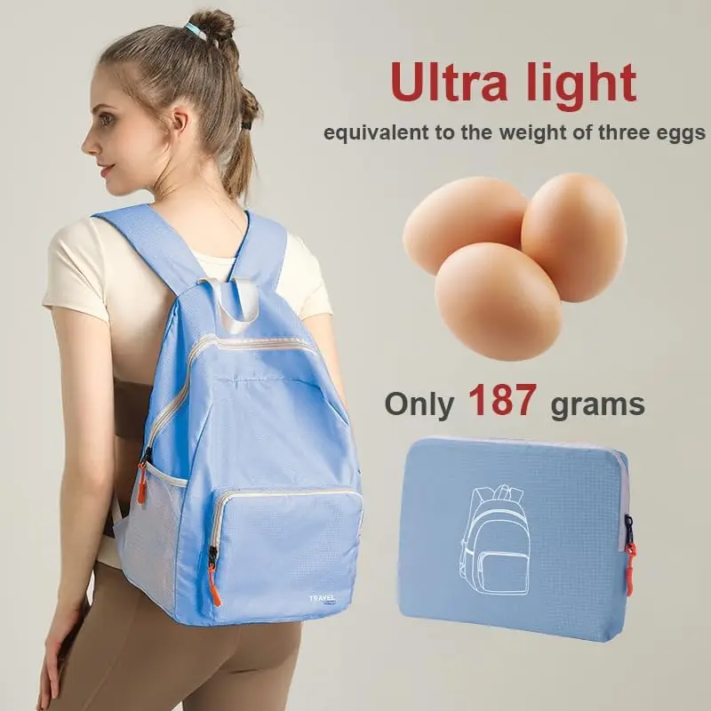 Sac à dos léger et pliable, sacs à dos de randonnée pliables 30L, sac à dos de voyage étanche pour hommes et femmes-bleu