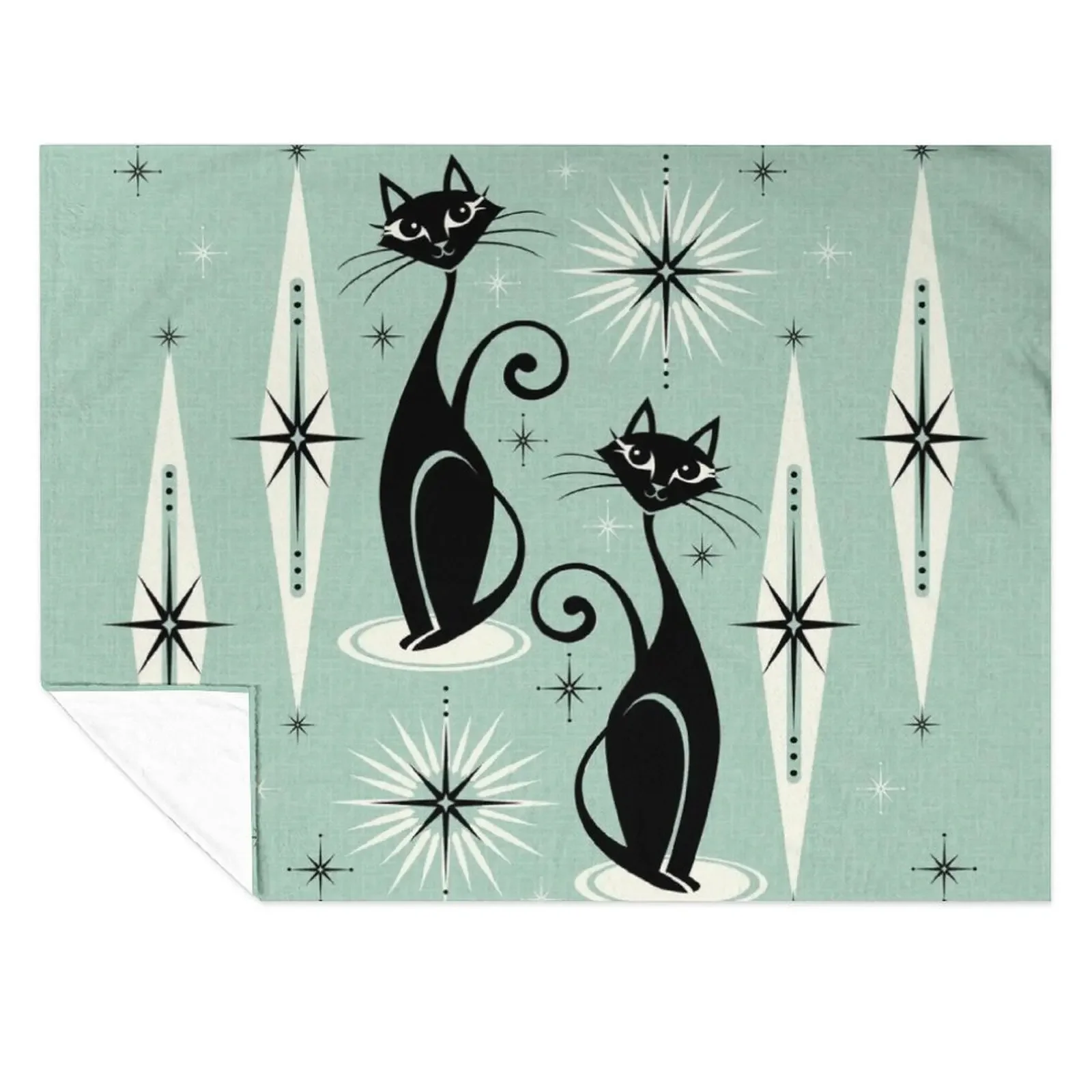 

Mid Century Meow Retro Atomic Cats on Vintage Mint studioxtine Throw Blanket Tourist Bed covers Decorative Sofas Blankets