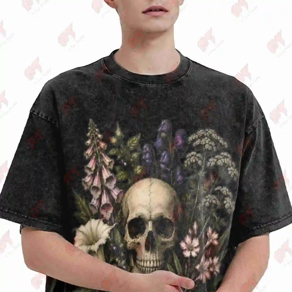 All Plants Are Edible Some Only Once Apothecary  Garden Skull Botanical Dark Academia Gothic Floral Vintage Washed Tee Pur