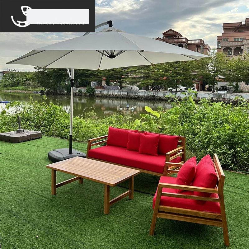

Outdoor garden courtyard full solid wood teak sofa outdoor cafe creative waterproof sunscreen recliner combination furniture