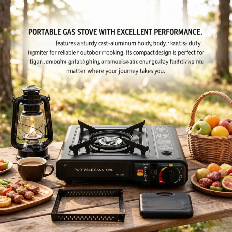 Stocking Stuffers Portable Camping Gas Stove, Windproof Alloy Dual-Use Burner with Automatic Ignition, Large Firepower Energy