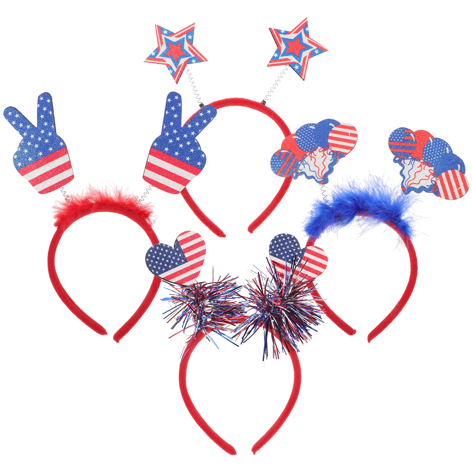 

4 Pcs American Flag Headbands Independence Day 4th July Decor Plastic Cosplay Headdress Kids Women Light Weight Easy Wear