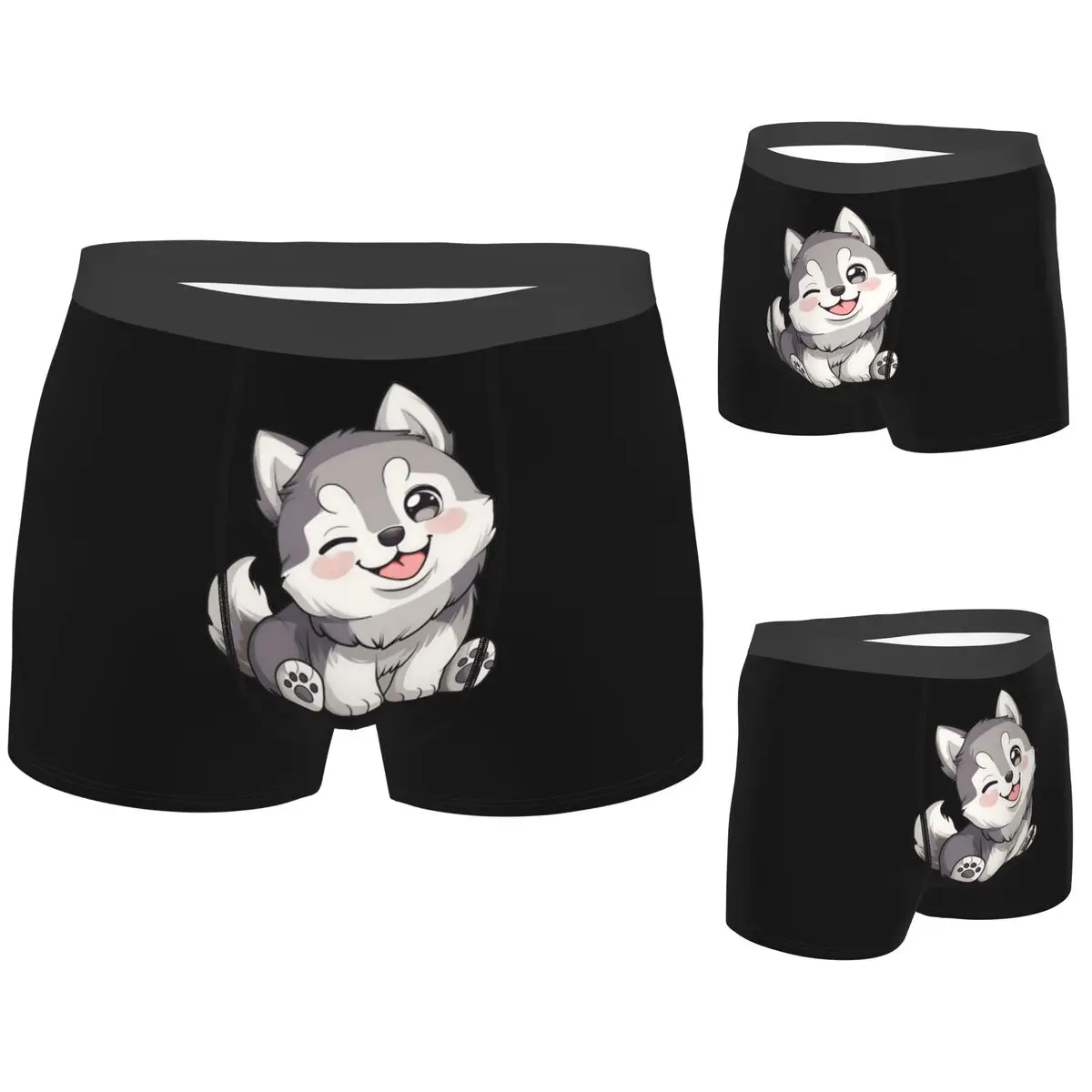 

Трусы-боксеры, шорты, милые трусики Kawaii Husky, мужские мягкие трусы для мужчин, подарок бойфренду
