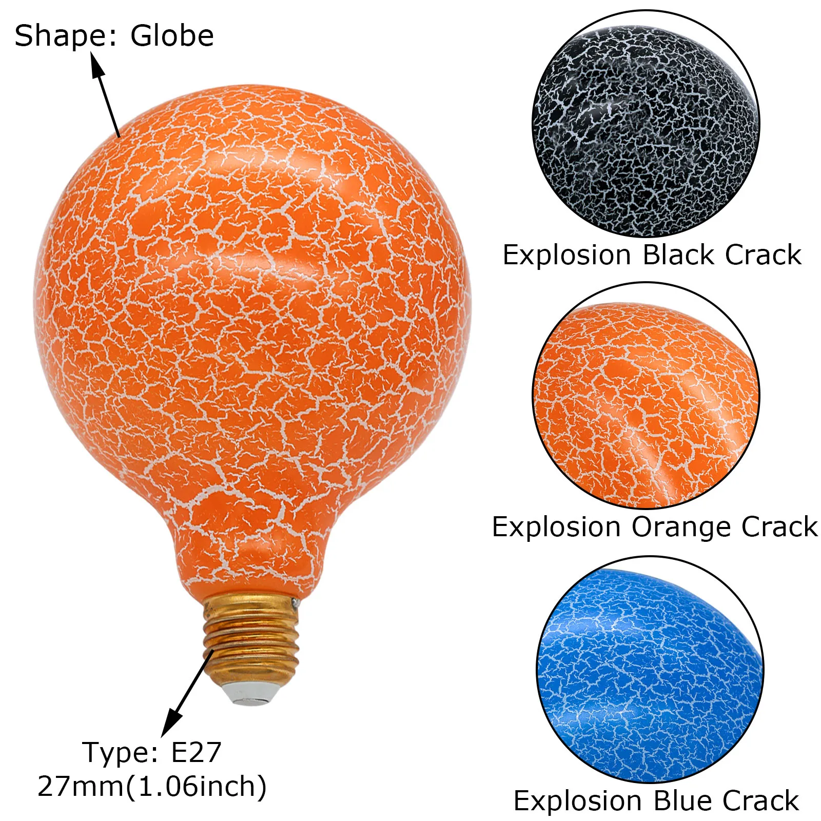 

Creative AC220 4W E27 G125 Explosion Cracks Texture Candle Bulb Lamp Cafe Restaurant Indoor Decorative Lighting Chandelier