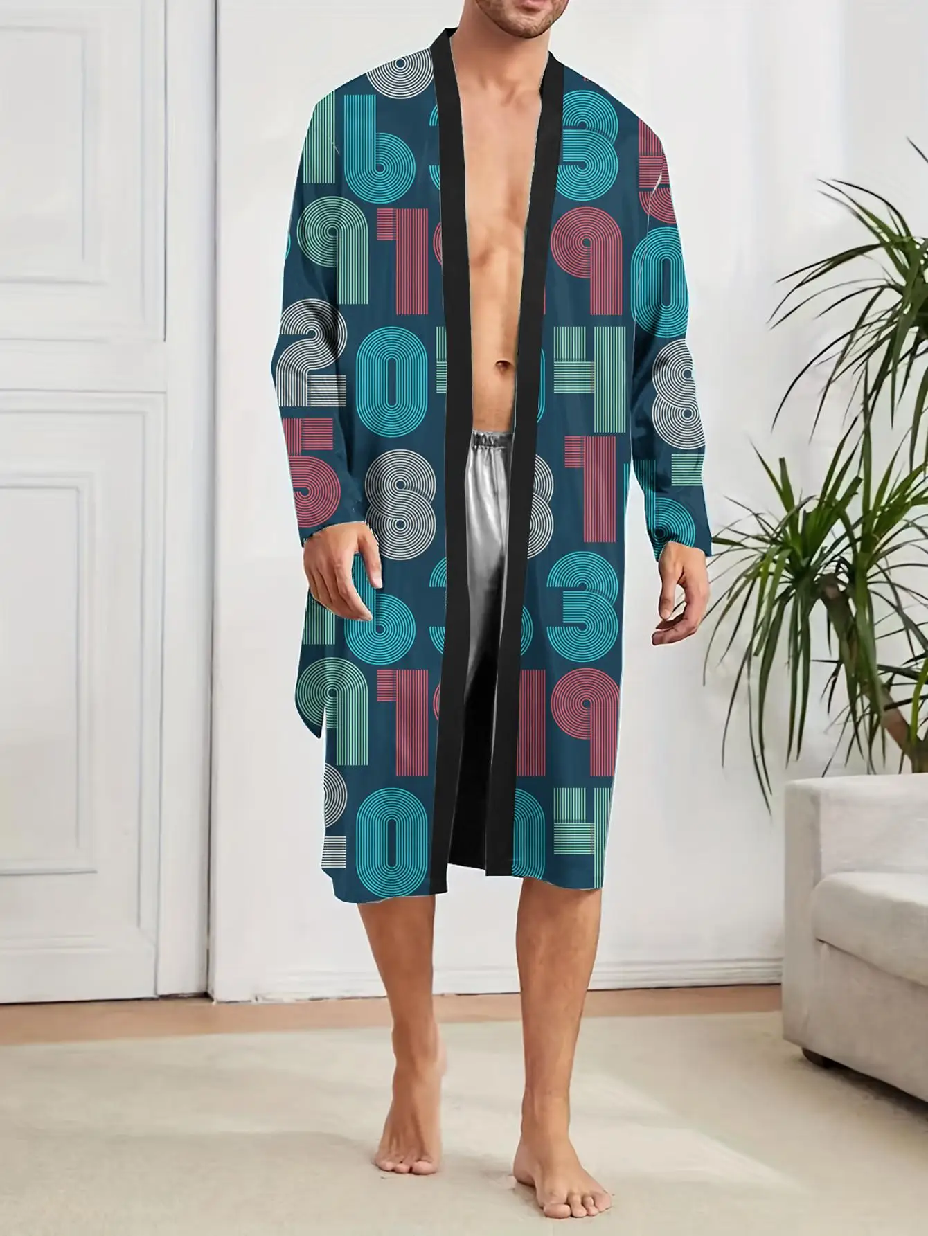 1pcs Men's Robes 2026 Spring/Summer Funny pajamas Graphic Bathrobe men dressing gown Breathable 3D Printed Robes robe