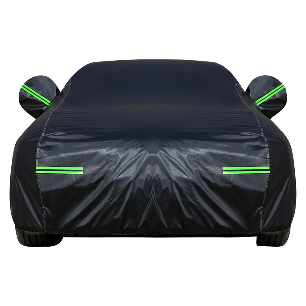 

Car Cover Waterproof All Weather Upgraded UV Protective Vehicle Cover Spunlace Nonwoven Black and Green