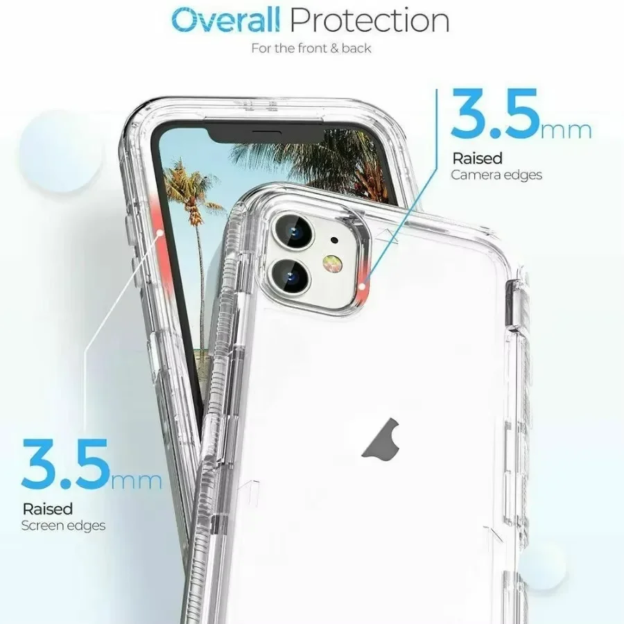 360 °   حافظة هاتف حماية شديدة التحمل لهاتف آيفون 17 Air 16e 16 15 14 13 12 11 Pro XS Max XR 8 7 Plus غطاء صلب مقاوم للصدمات ثلاثي الطبقات