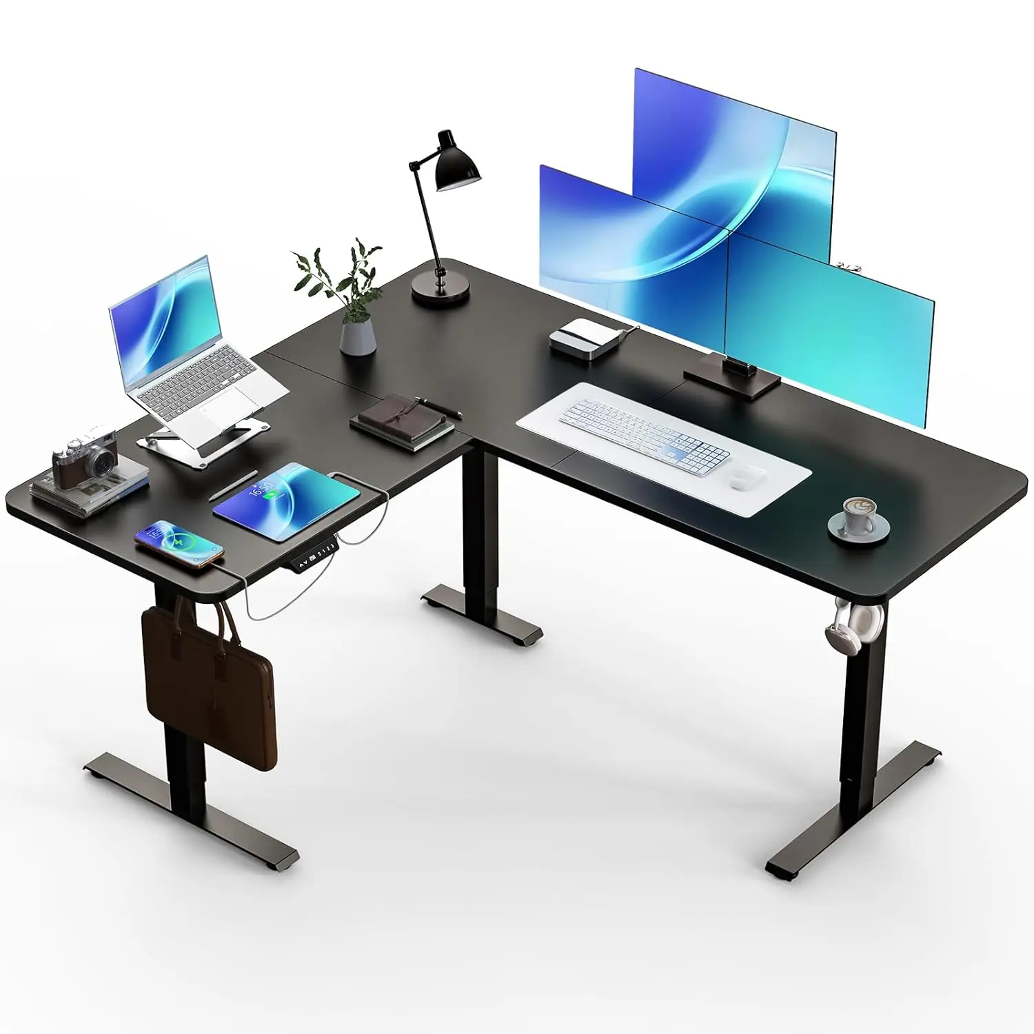 

Электрический регулируемый по высоте угловой стол-трансформер 63x55 с USB-A&C для зарядки, для дома и офиса, настраиваемый