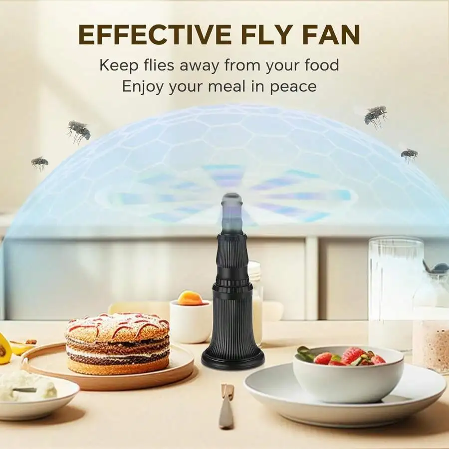 Fly Fans For Tables 6 Pack, Fly Fan Outdoor Indoor Keep Flies Away, Portable Table Top Fly Fan Fly Spinner With Holographic Blades, Fly Deterrent For Picnic, Restaurant, Party, Home, BBQ