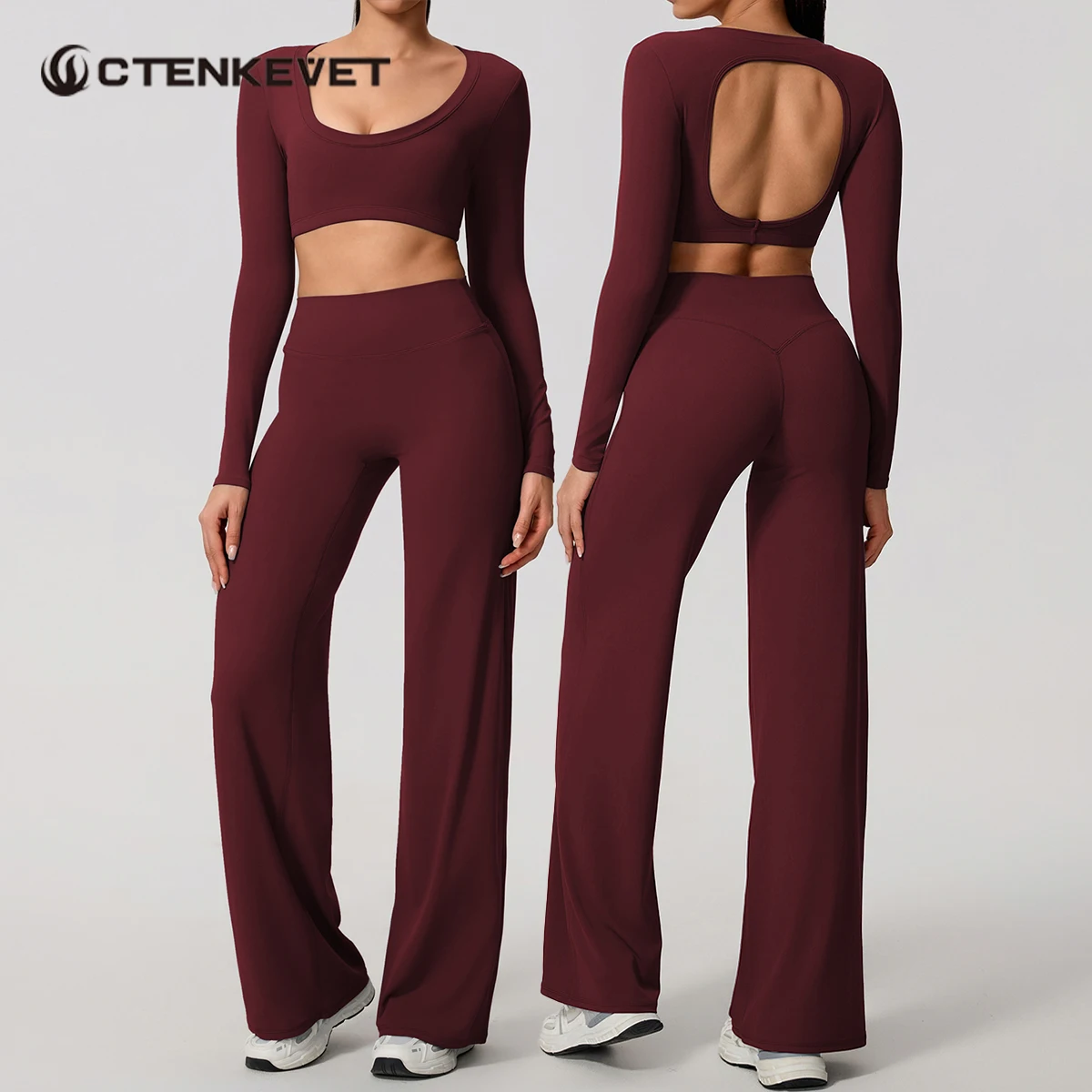 2Pcs Women's Backless Sportswear Set Breathable Gym Sportswear Suitable For Exercising Yoga Fitness Clothing Female Yoga Suit