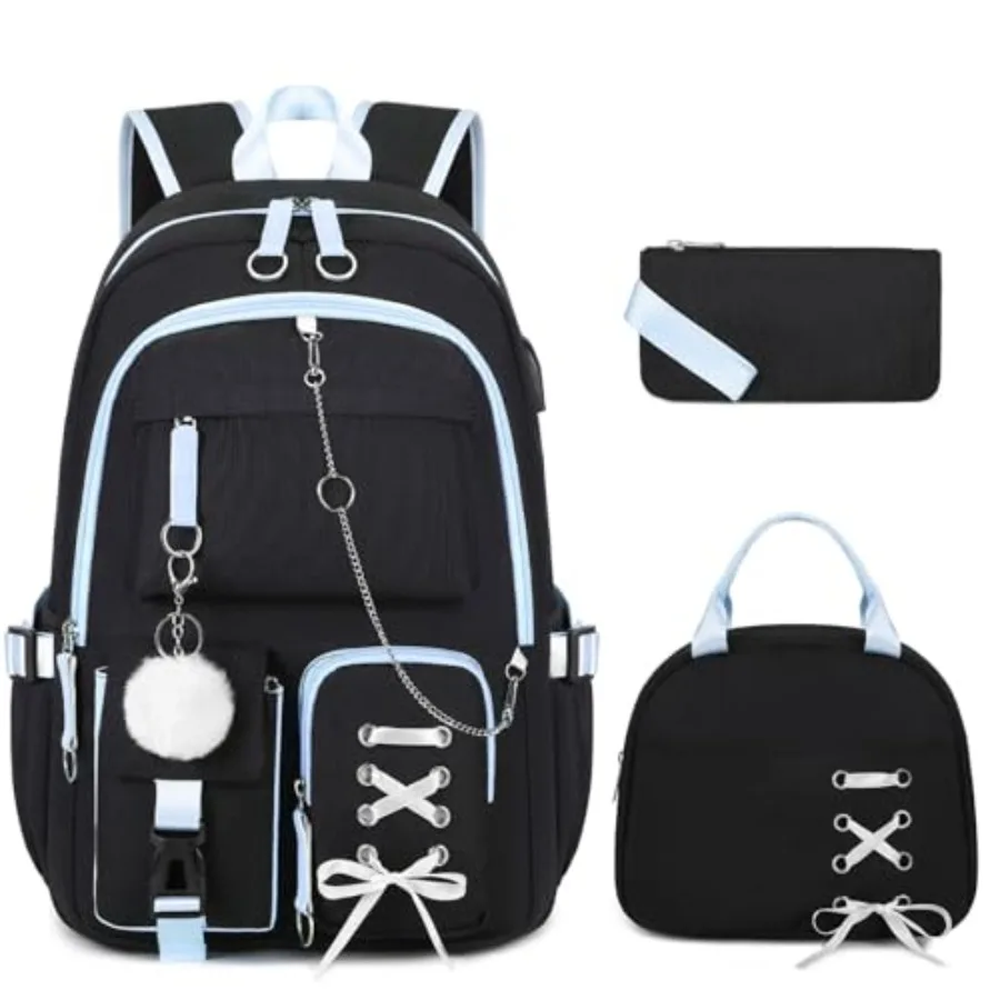 

Backpacks for Girls, Girls Backpack with Lunch Box and Pencil Case for Teen Elementary Middle High School College Student, Back