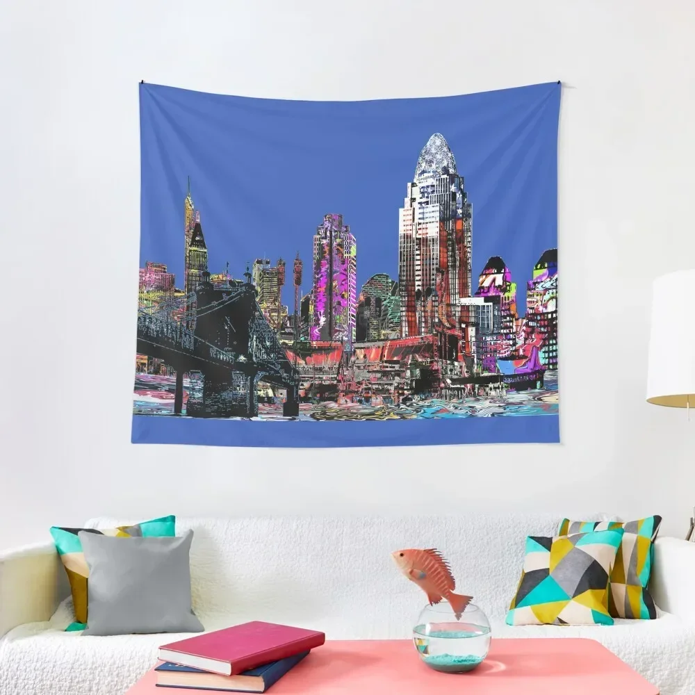 

Cincinnati in graffiti Tapestry Decor For Bedroom Hanging Wall Tapestry