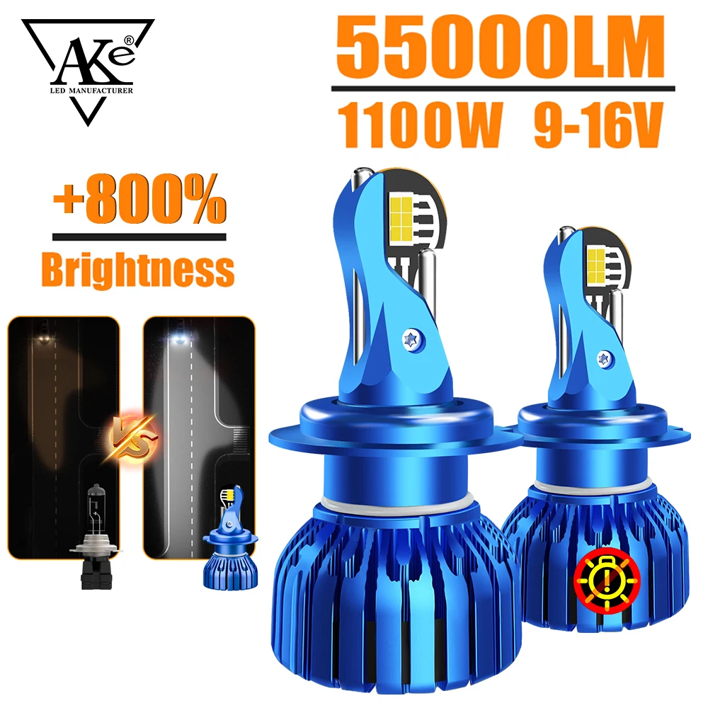 

AKE 1100W H4 H7 Car LED Headlight 1:1 Mini CANBUS LED Bulb H1 H11 9005 HB3 9006 HB4 9012 Fog Light Bulb 6000K for Car Universal