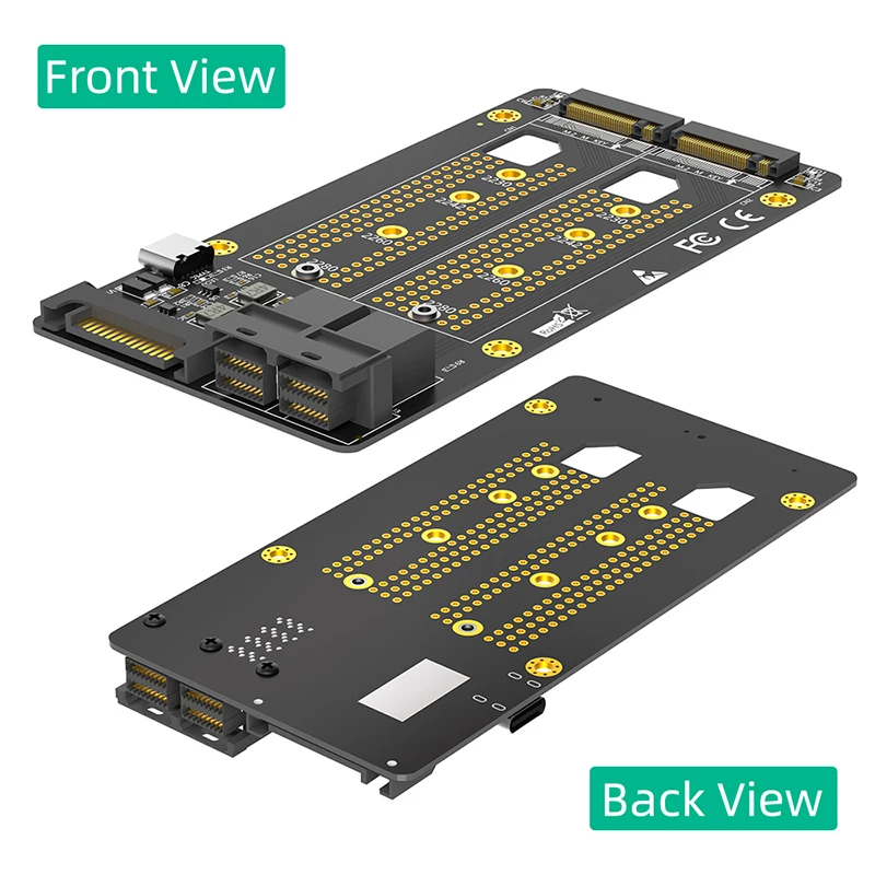 M2 SSD Adapter Dual M.2 NVME M Key to Dual SFF-8643 Riser Board with SATA Type C Power Supply Support 2230 2242 2260 2280 M2 SSD