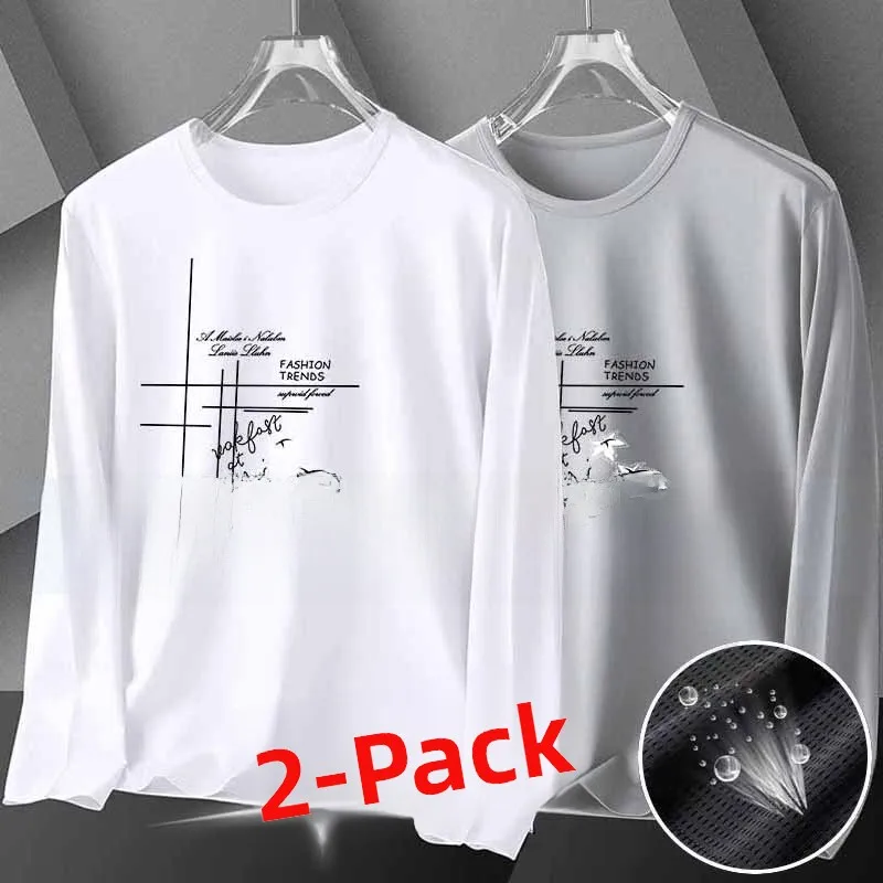 

Ice Silk Long Sve T-irt Men's Outdoor Hollow out Breathable Qui Dry Air Conditioning irt Geometric Pattern round Ne