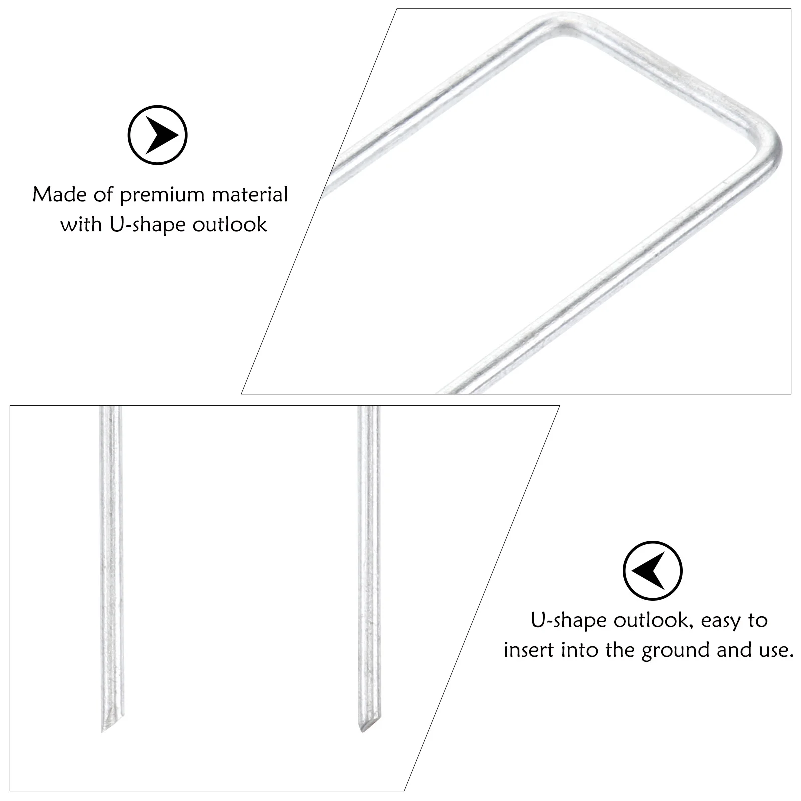 

20Pcs U-Shape Garden Stakes Rust Resistant Easy Insert for Outdoor Landscaping Patio Fabric Anchor Pins