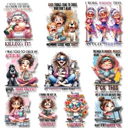 Crazy Grandma Happiness Cool Girl Boy Detailed Iron on Picture on Clothes Strong color fastness DIY Decoration