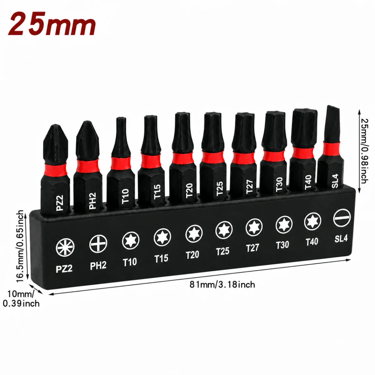 10 Stück stoßfeste S2-Stahl-Sicherheits-Torx-Bits, 25 mm, stark magnetisch, rutschfest, hohe Härte, verschleißfest. – Detail 5