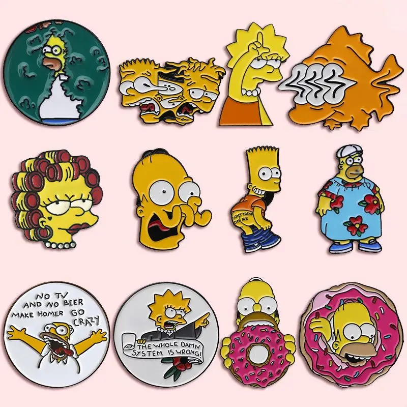 Wholesale New Cute The Simpsons Creative High Beauty Funny Brooch Cartoon Print Backpack Clothes Wear Badge Pin Decoration Gift - view 2
