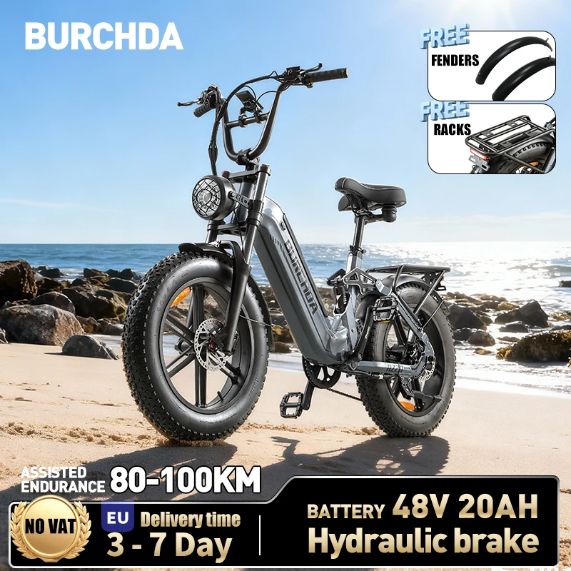 BURCHDA NEUES AZ20 City E-Bike 48V20AH Lithium-Akku Elektrofahrrad 20 Zoll 4.0 Fat Tire E-Bike Mountainbike Elektrofahrrad Motorrad für Erwachsene