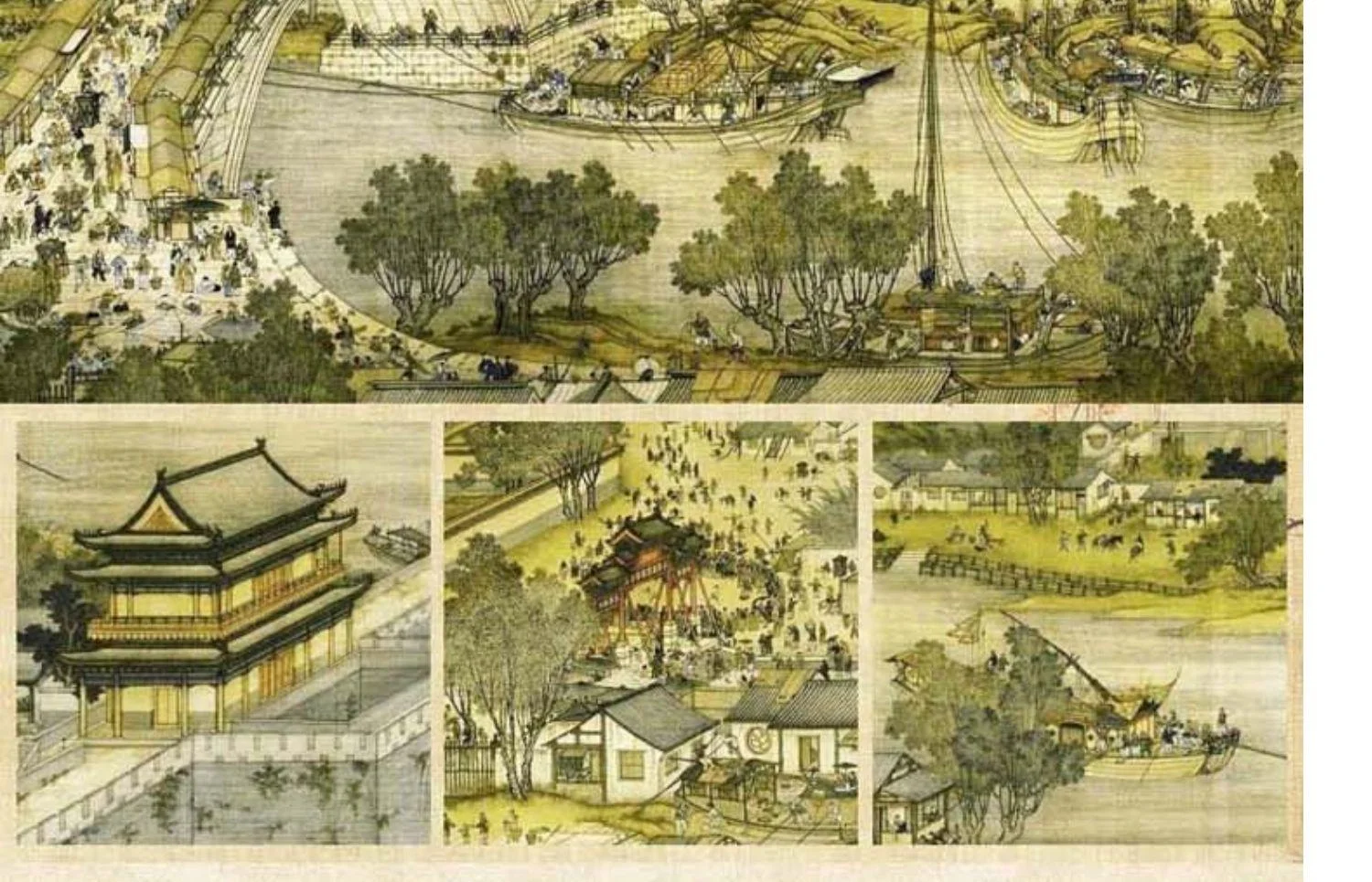 Qingming Shang He Tu Chinese Scene Large Size Needlework,DIY Living Room Cross stitch,Sets For Embroidery kit Full 310x110cm