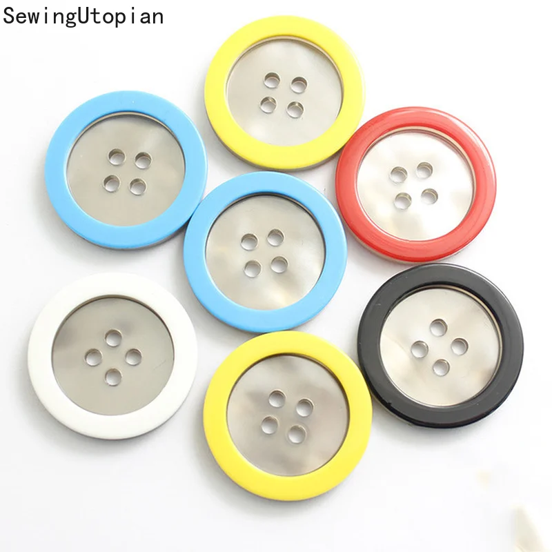 20PCS Color Narrow Edge Buttons Resin Pearlescent Spray Paint Four Eye Coat Windbreaker Button Shirt Buttons Round 11-25mm