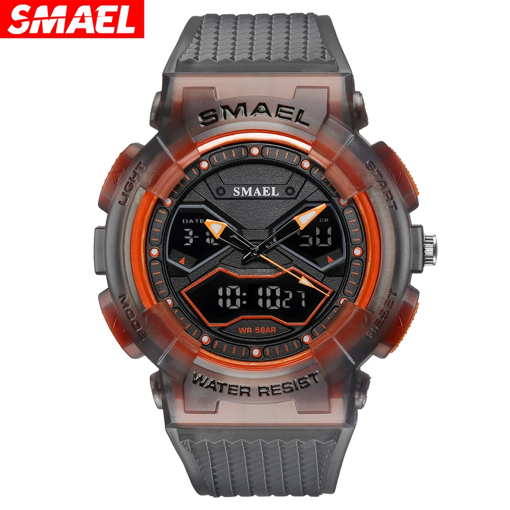 SMAEL Brand Men Watches Digital Watch LED Sport Watches Men\'s Wristwatches Student Waterproof Dual Time Watches LED Clock Male