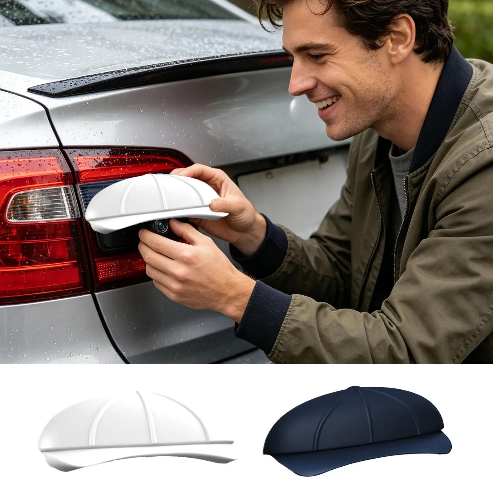 Backup Camera Rain Shield Hat Shape Reversing Lens Protector Sticker Car Camera Cover For Road Trip Daily Commute Rainy Day Long