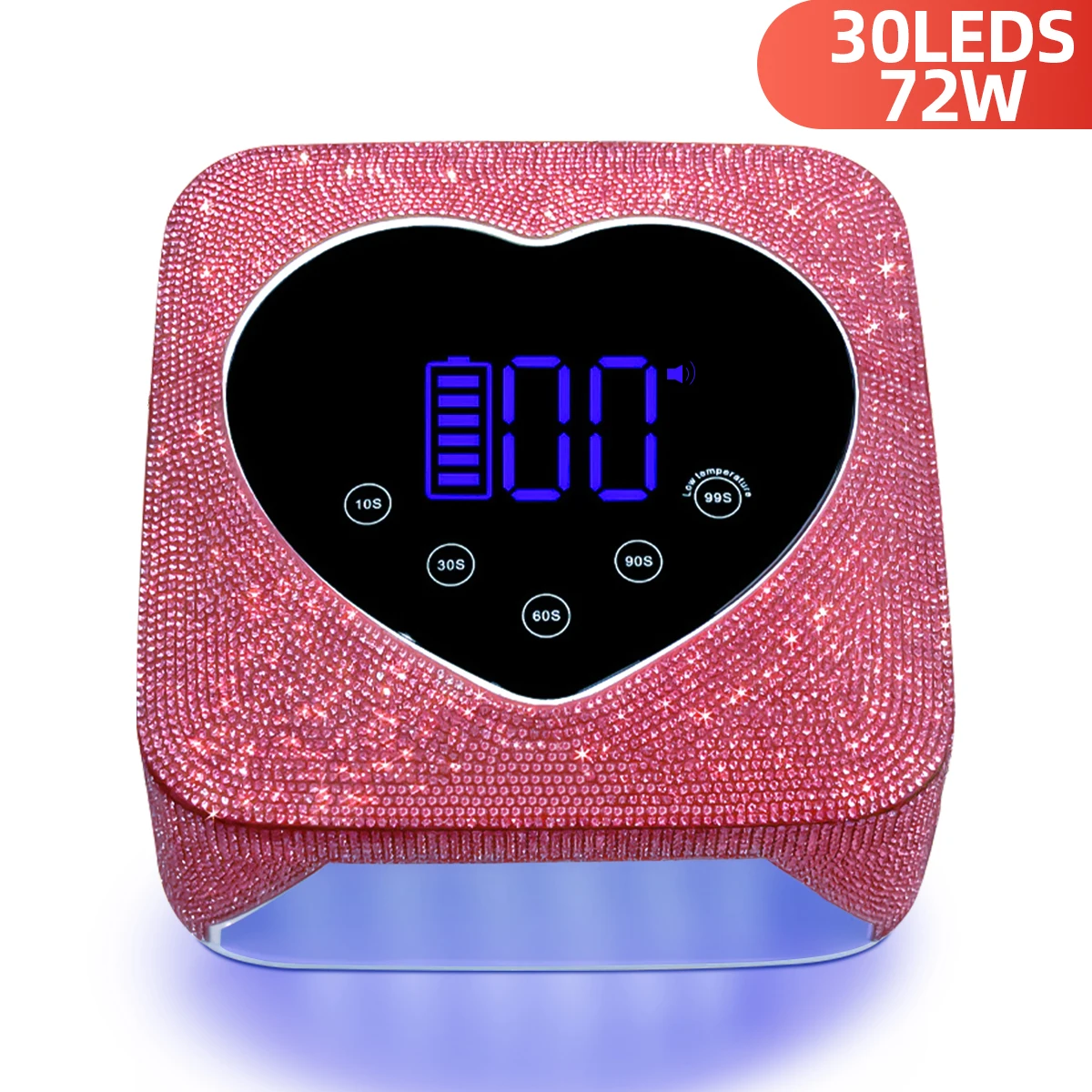 Rechargeable 72W Nail Drying Lamp With Rhinestones Wireless 30LEDS Gel Polish Drying Machine Manicure Cordless UV LED Nail Lamp