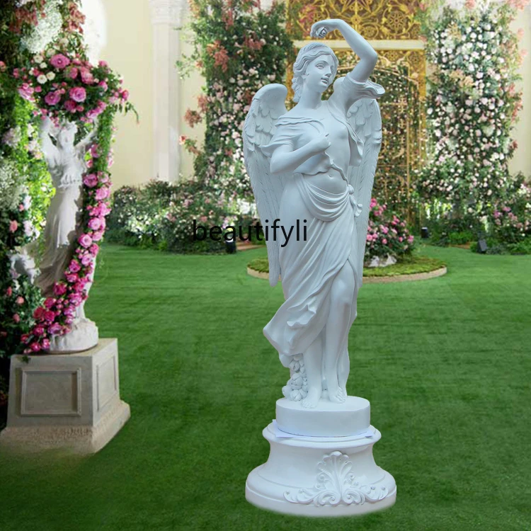 European-Style Angel Goddess Villa Hotel Decoration Floor Artwork GRP Sculpture