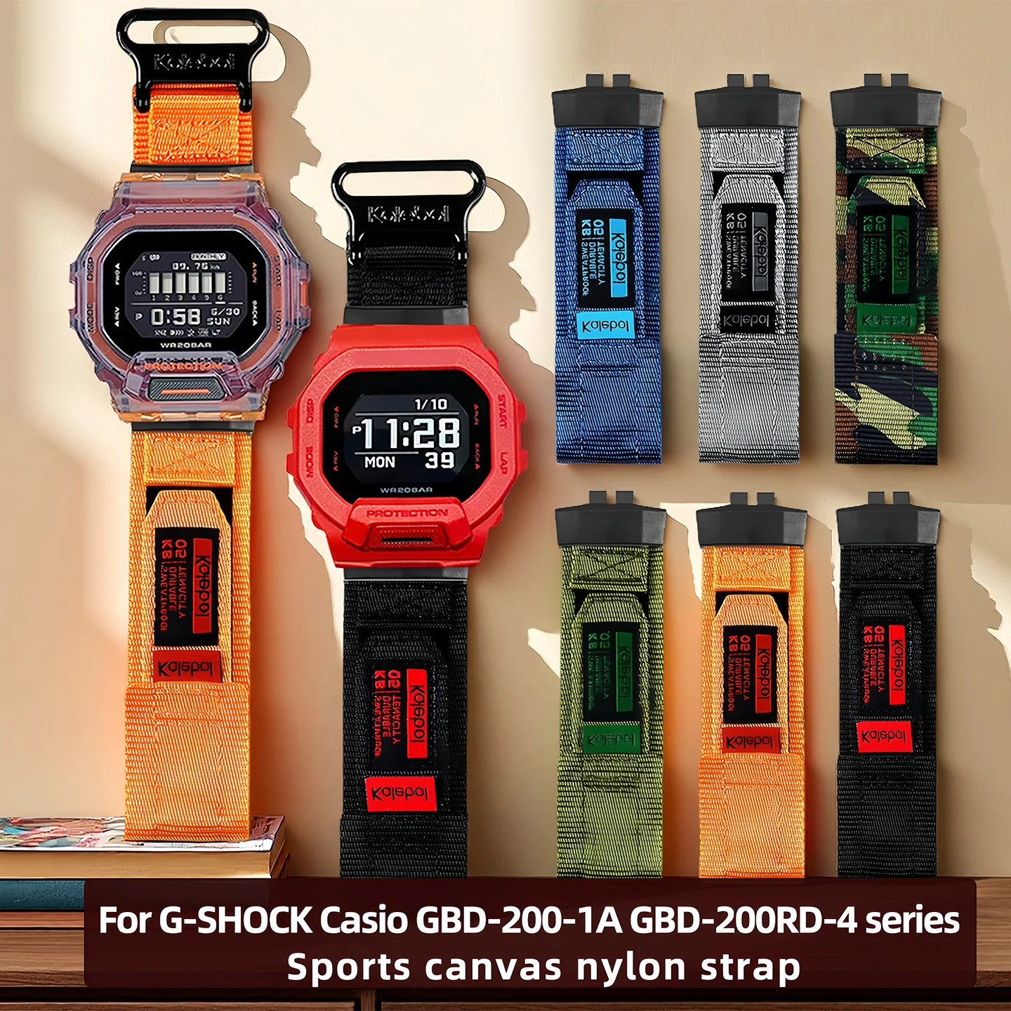 GBD 200 nylon Watchband For G-SHOCK Casio GBD-200-1A GBD-200RD-4 series Sports canvas strap Men's watch accessories