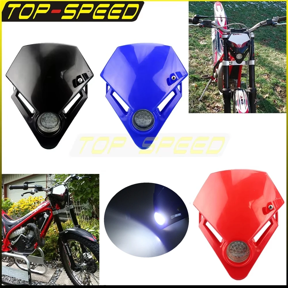 Motorcross Dirt Bike Red LED Vision Headlamp Mini Head Front Light For GAS GAS TXT Pro 280 EC 125 250 280 300 450 Trial Racing