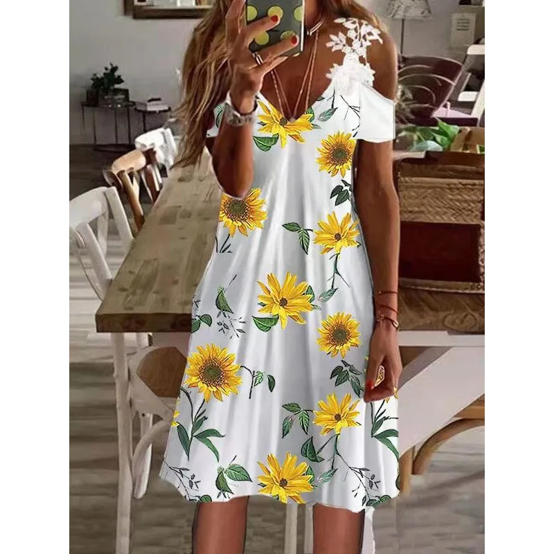 Women's Strapless Lace Batwing Sleeve Dress Print Skirt 2026 Fashion Elegant Maxi Dress for Special Occasions