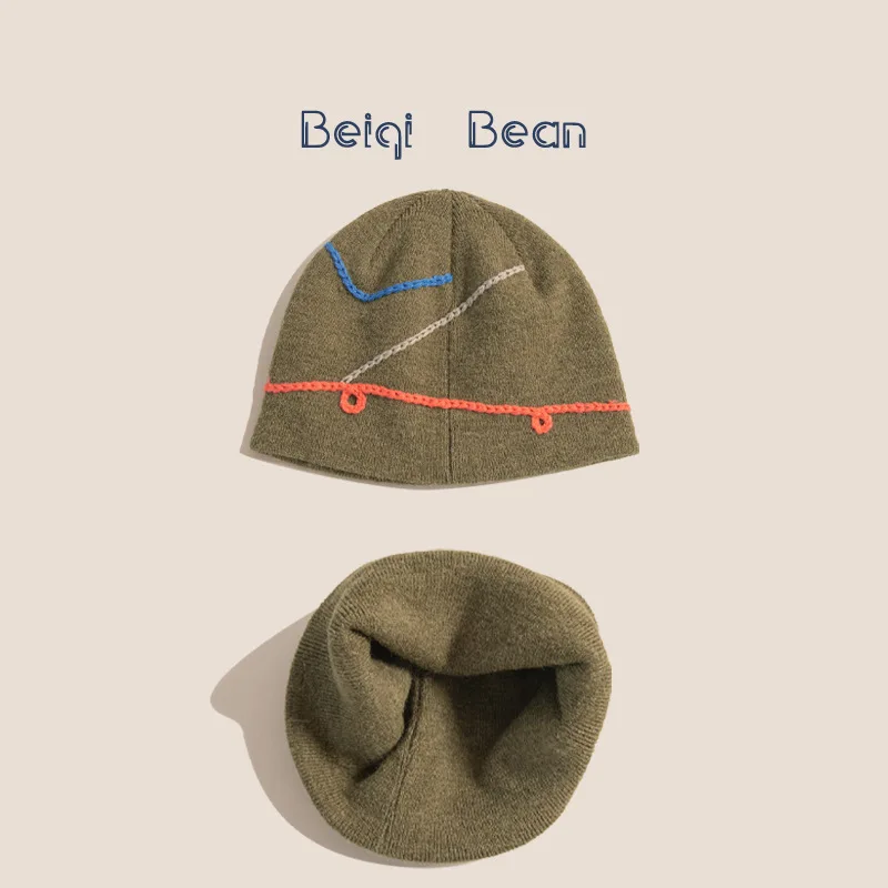 قبعة باردة محبوكة بسلسلة مخصصة ، قبعة بلوفر مقعرة الشكل ، قبعة تكديس عصرية ، الأم والطفل ، الفتيات ، الشتاء