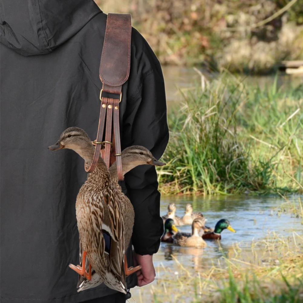 حزام صيد البط المموه - ربطة عنق جلدية وحزام حمل الحمام للصيادين مع نمط مموه #1
